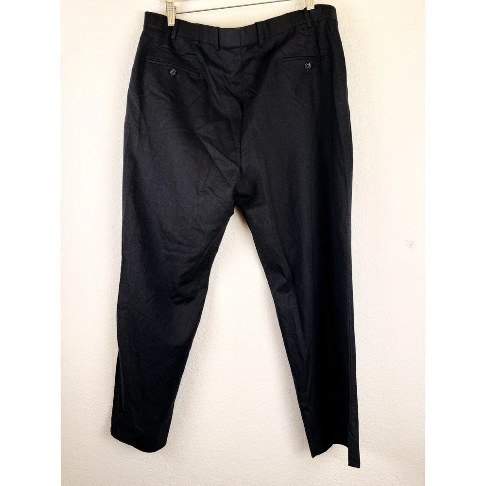 Hart Schaffner Marx Mens Black Straight‎ Leg Wool Blend Trouser Dress Pants 40R